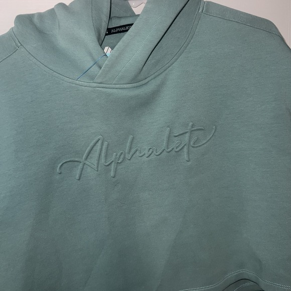 Alphalete Teal Half Sleeve Womens Cropped Hoodie‎ Size Medium - Picture 2 of 10